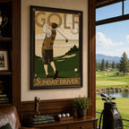 Vintage Sunday Driver Vintage Golf Poster | Retro Golf Wall Art Decor