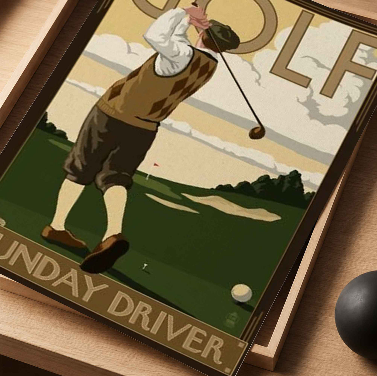 Vintage Sunday Driver Vintage Golf Poster | Retro Golf Wall Art Decor