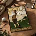 Vintage Sunday Driver Vintage Golf Poster | Retro Golf Wall Art Decor