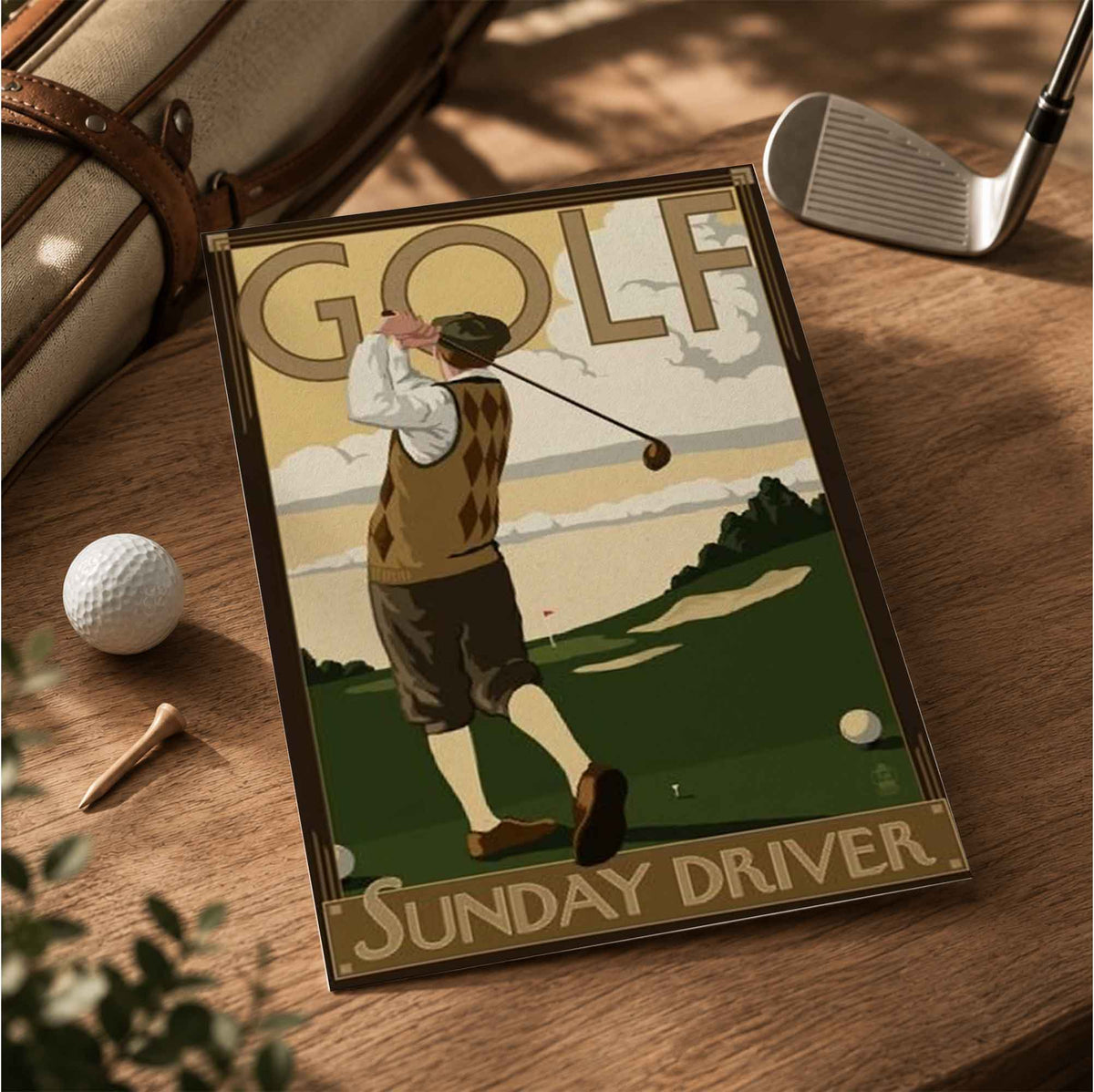 Vintage Sunday Driver Vintage Golf Poster | Retro Golf Wall Art Decor