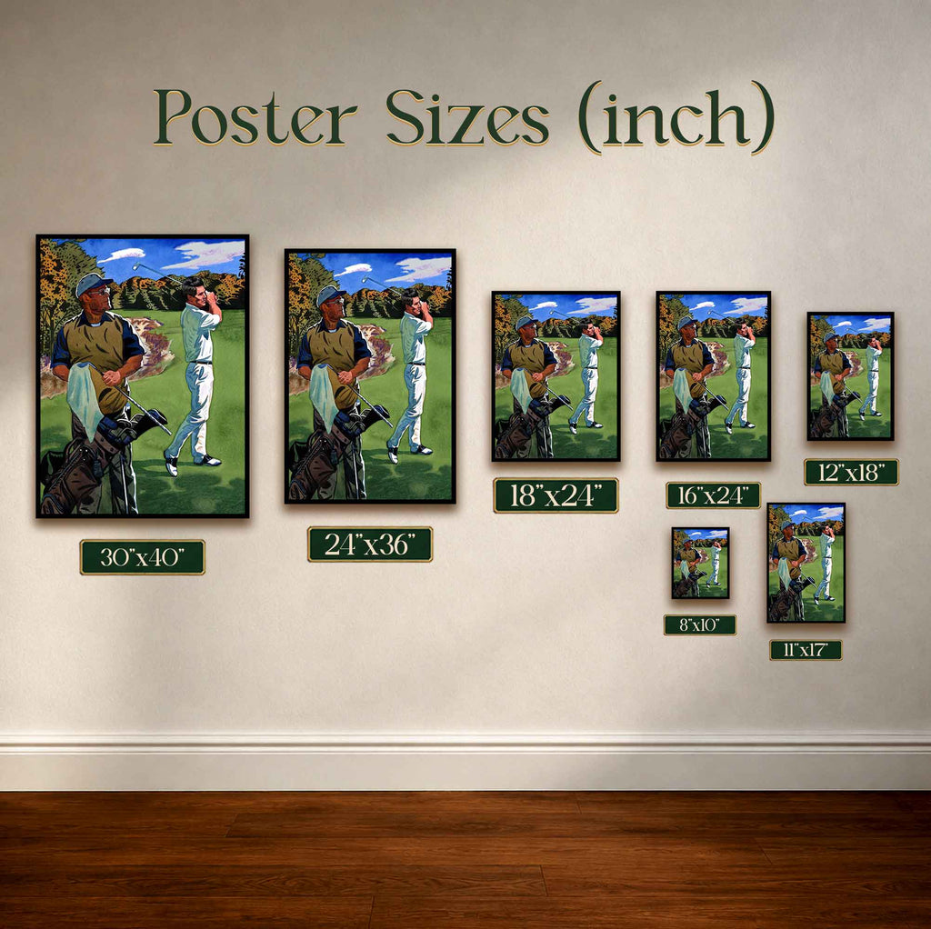 Vintage Golfer and Caddie Vintage Golf Poster | Retro Golf Wall Art Decor
