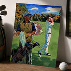 Vintage Golfer and Caddie Vintage Golf Poster | Retro Golf Wall Art Decor