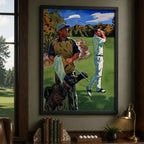 Vintage Golfer and Caddie Vintage Golf Poster | Retro Golf Wall Art Decor