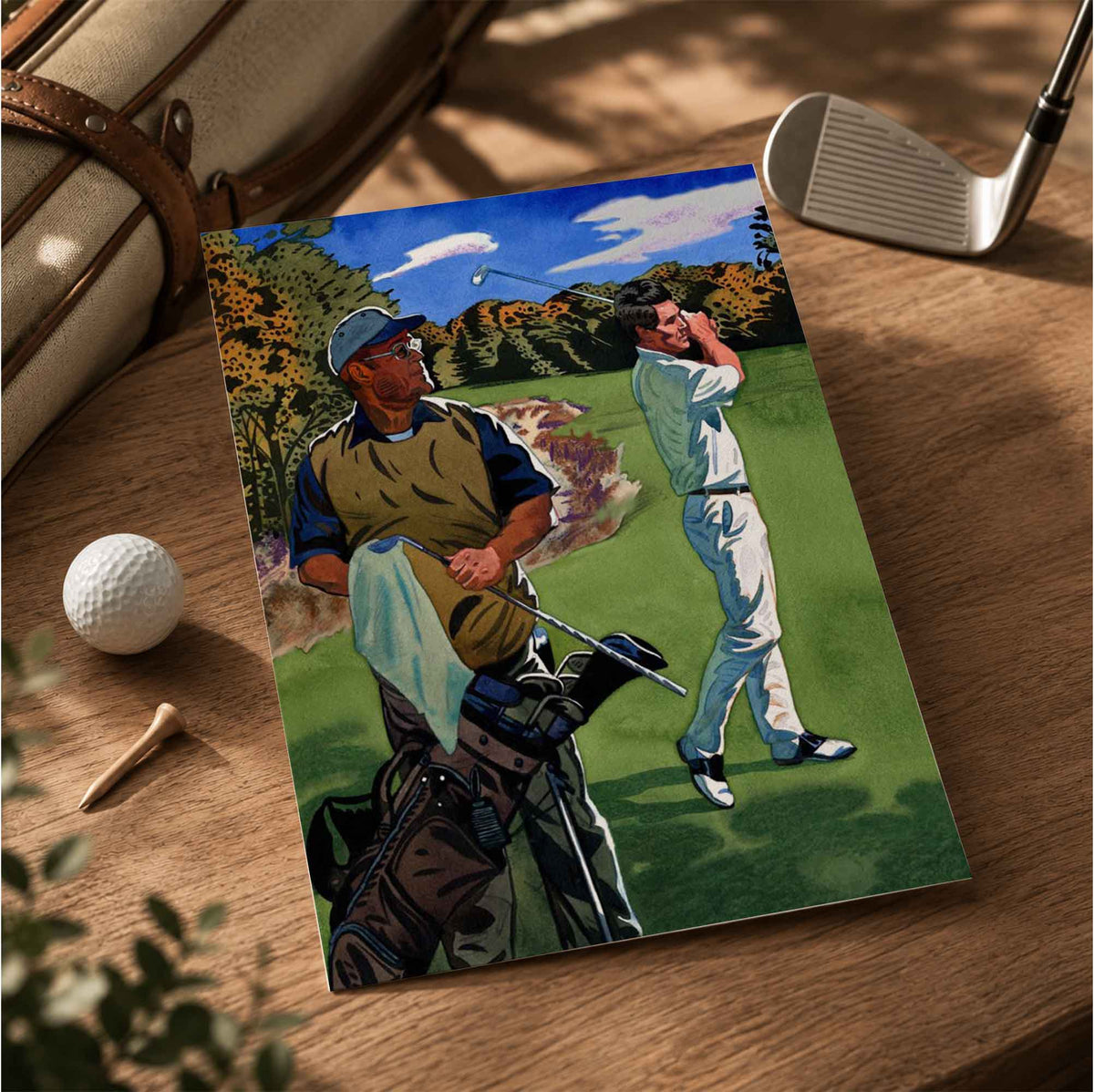 Vintage Golfer and Caddie Vintage Golf Poster | Retro Golf Wall Art Decor