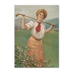 Classic Edwardian Female Golfer vintage golf poster, retro golf wall art