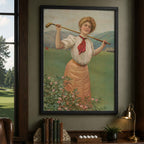 Classic Edwardian Female Golfer Vintage Golf Poster | Retro Golf Wall Art Decor