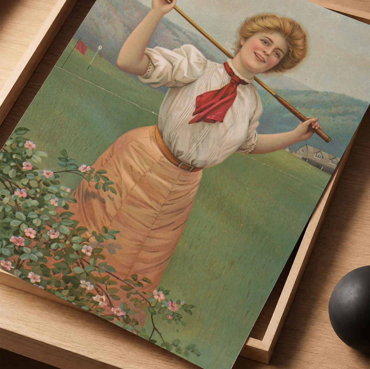 Classic Edwardian Female Golfer Vintage Golf Poster | Retro Golf Wall Art Decor