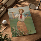 Classic Edwardian Female Golfer Vintage Golf Poster | Retro Golf Wall Art Decor
