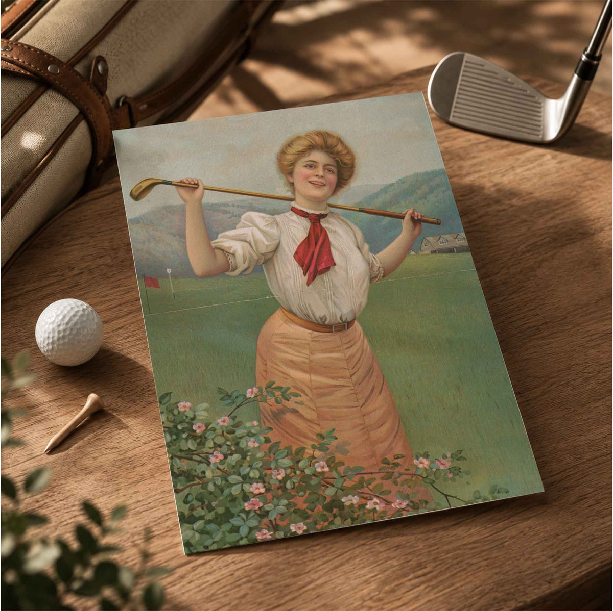 Classic Edwardian Female Golfer Vintage Golf Poster | Retro Golf Wall Art Decor