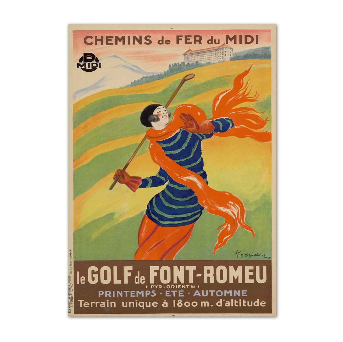 Leonetto Cappiello Art Deco Woman Golfer vintage golf poster, retro golf wall art