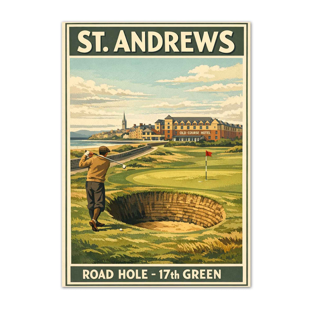 Vintage St Andrews Golf vintage golf poster, retro golf wall art