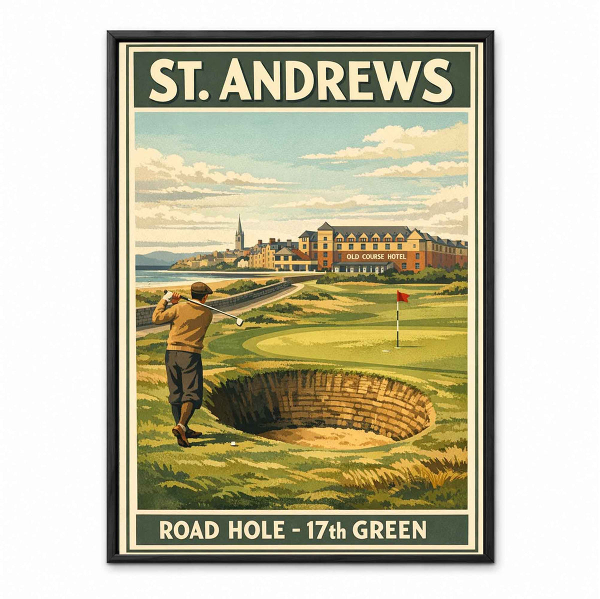 Vintage St Andrews Golf retro golf art print