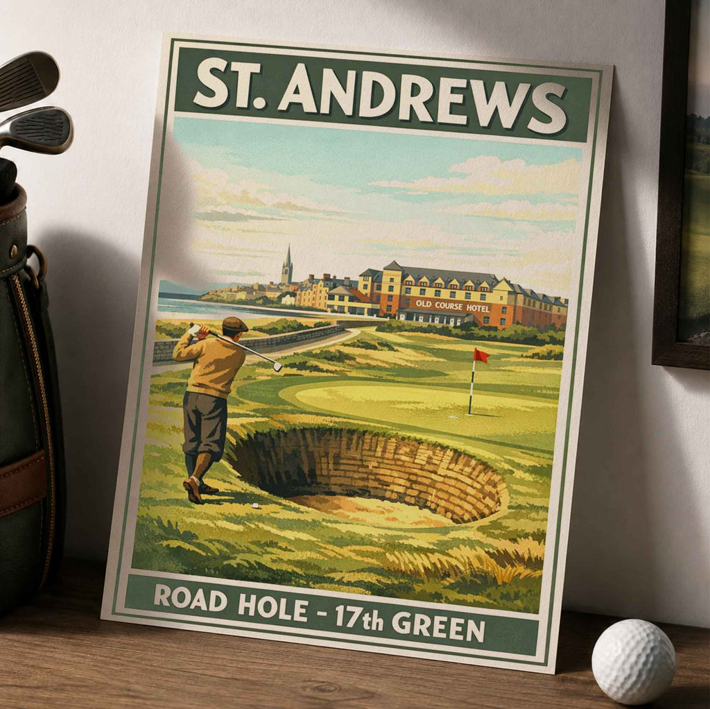 Vintage St Andrews Golf Vintage Golf Poster | Retro Golf Wall Art Decor