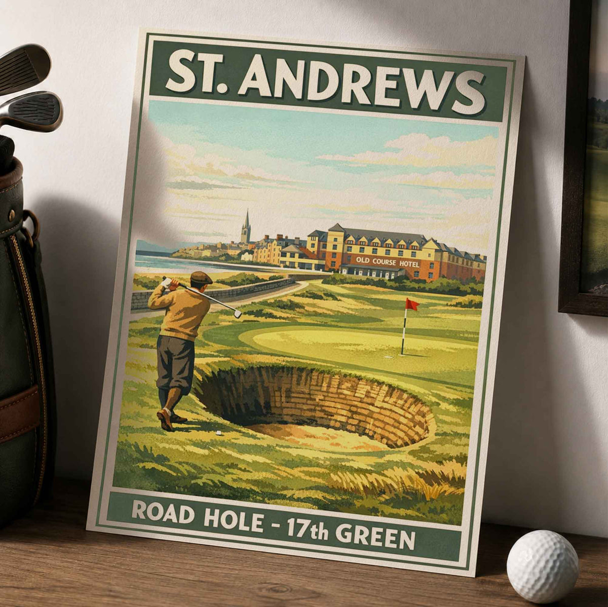 Vintage St Andrews Golf Vintage Golf Poster | Retro Golf Wall Art Decor