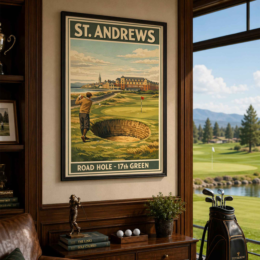 Vintage St Andrews Golf Vintage Golf Poster | Retro Golf Wall Art Decor