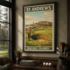 Vintage St Andrews Golf Vintage Golf Poster | Retro Golf Wall Art Decor