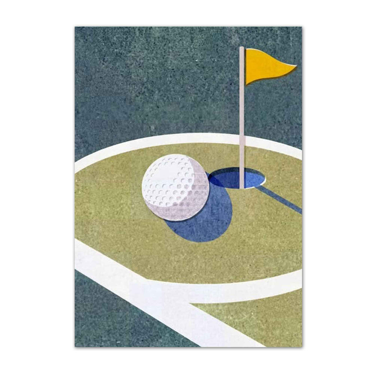Minimalist Golf Ball on Edge of Hole vintage golf poster, retro golf wall art