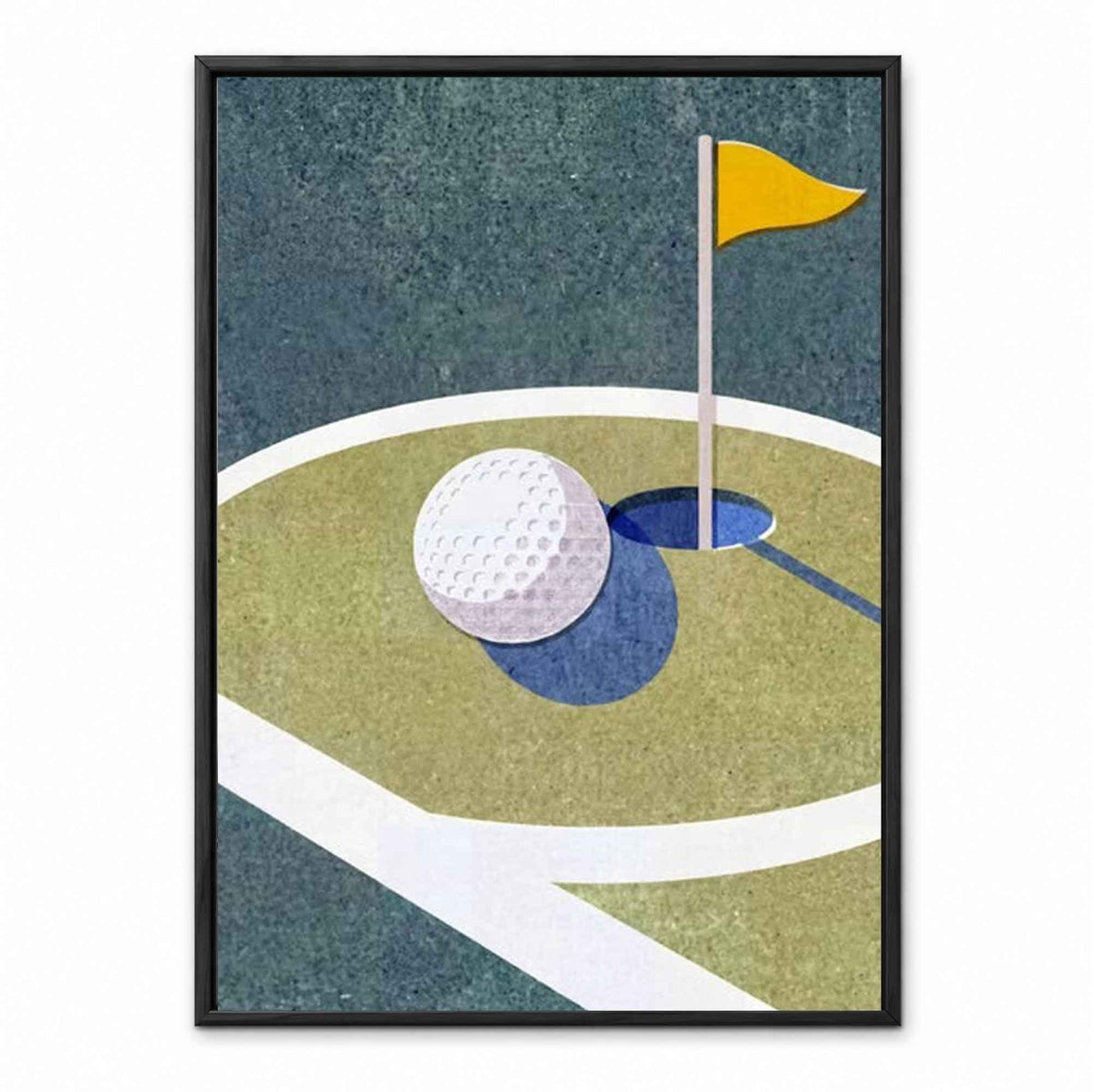 Minimalist Golf Ball on Edge of Hole retro golf art print