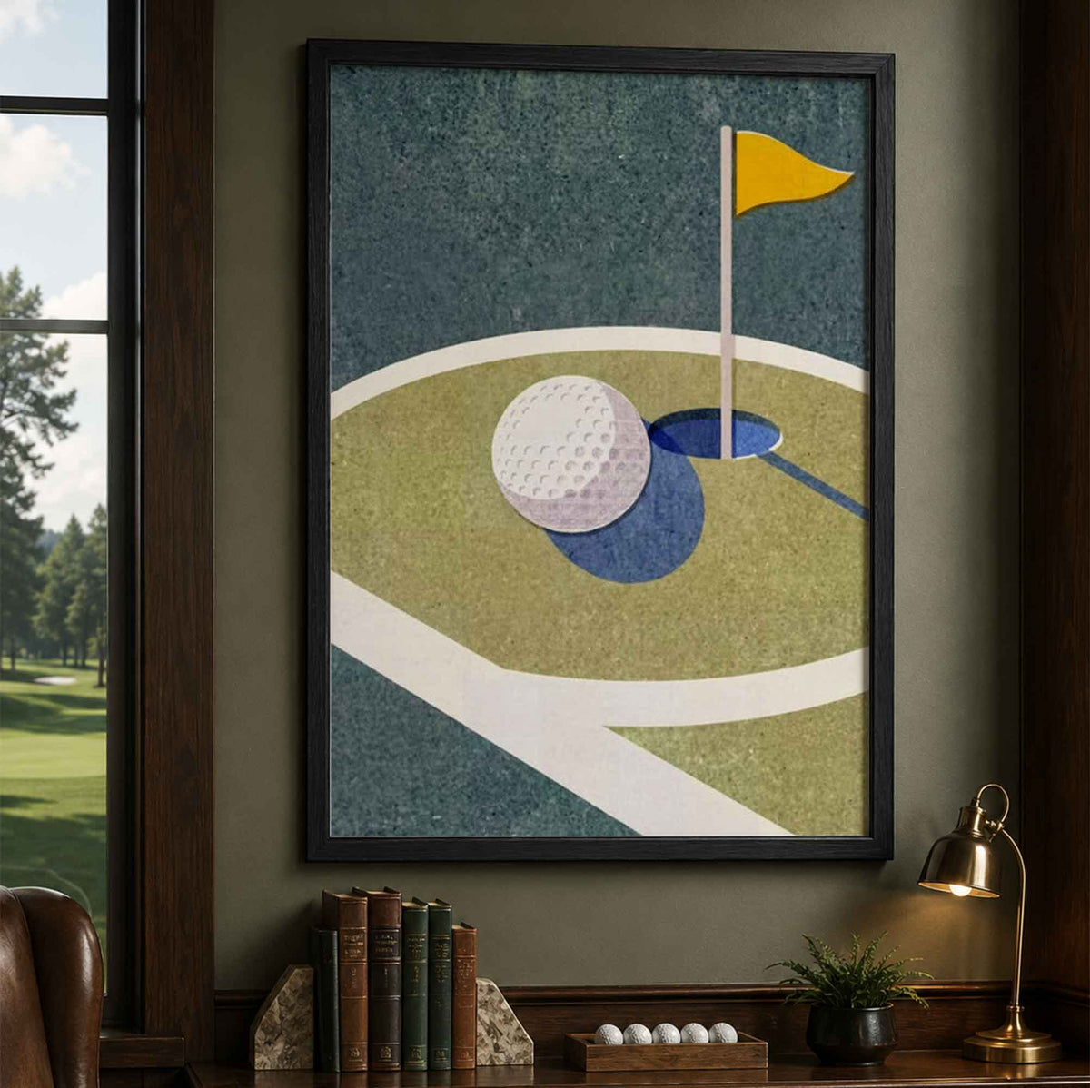 Minimalist Golf Ball on Edge of Hole Vintage Golf Poster | Retro Golf Wall Art Decor