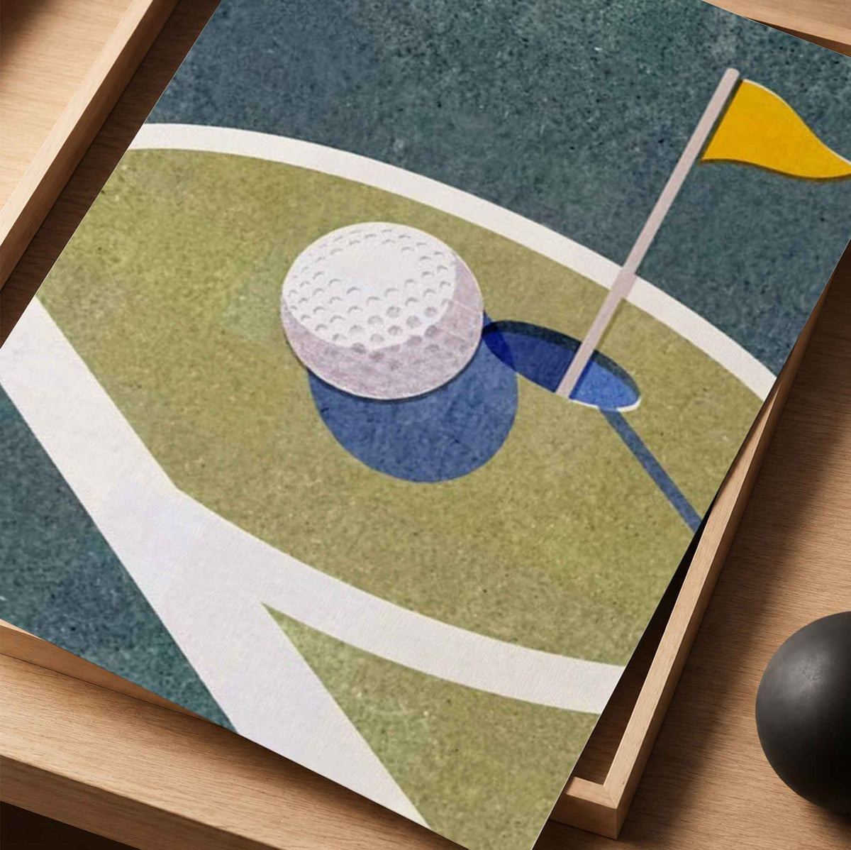 Minimalist Golf Ball on Edge of Hole Vintage Golf Poster | Retro Golf Wall Art Decor
