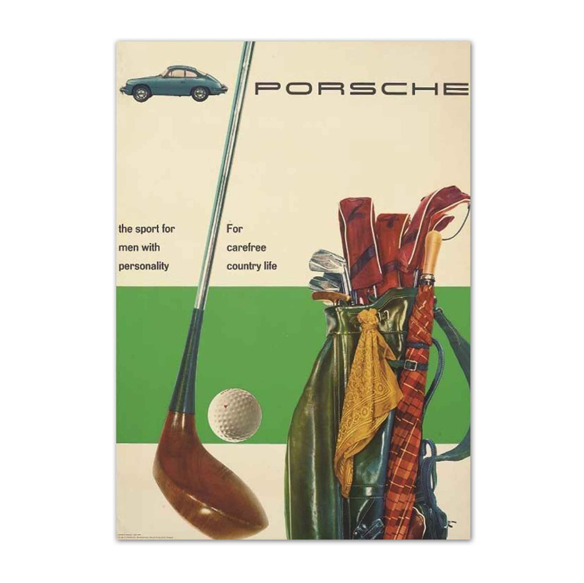 Old Money Style Porsche Country Club vintage golf poster, retro golf wall art