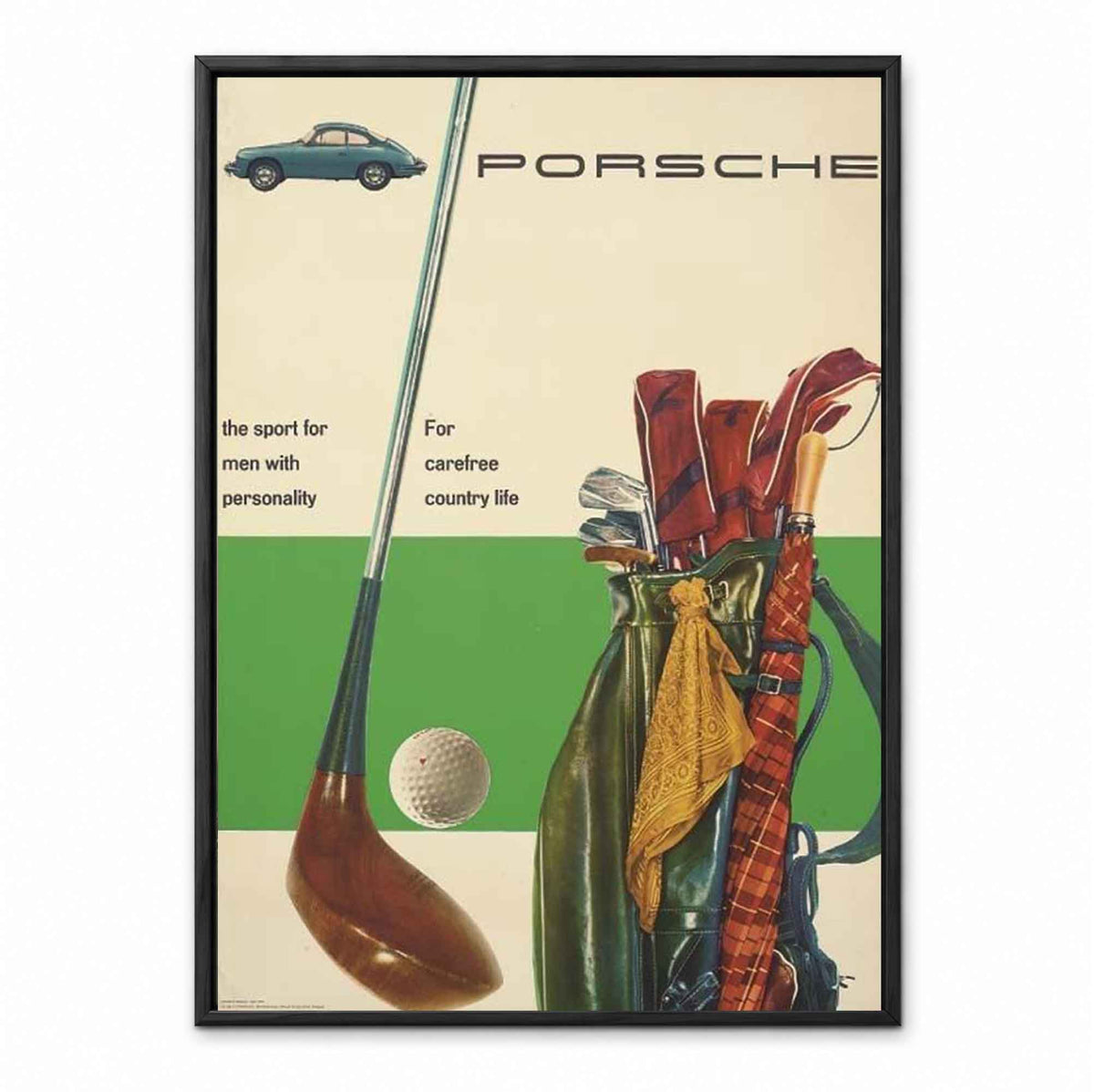 Old Money Style Porsche Country Club retro golf art print