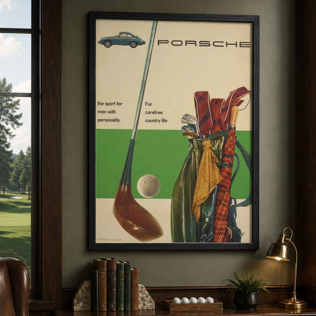 Old Money Style Porsche Country Club Vintage Golf Poster | Retro Golf Wall Art Decor