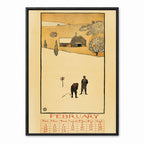 Vintage Edward Penfield February Golf Calendar retro golf art print