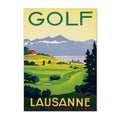 Vintage Golf Lausanne Switzerland vintage golf poster, retro golf wall art