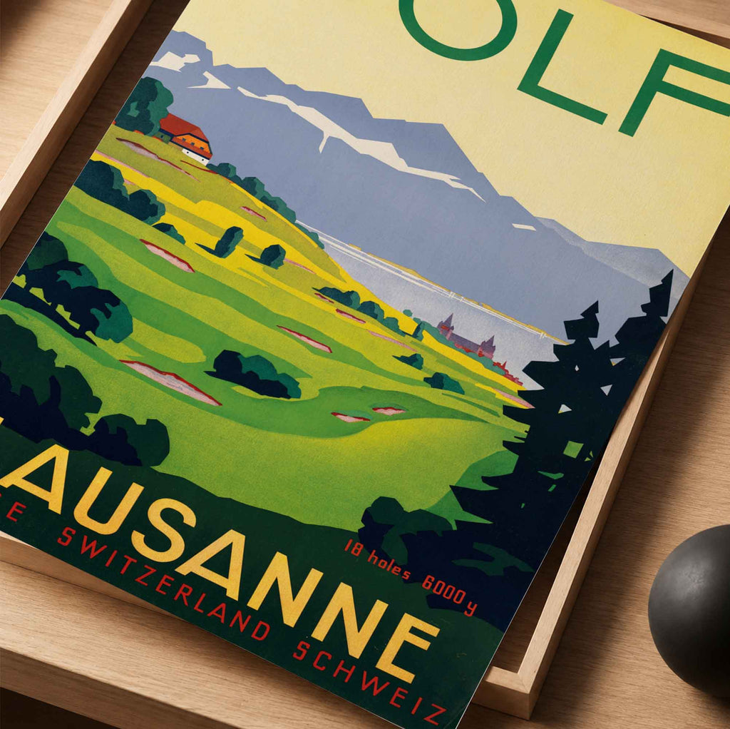 Vintage Golf Lausanne Switzerland Vintage Golf Poster | Retro Golf Wall Art Decor