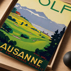 Vintage Golf Lausanne Switzerland Vintage Golf Poster | Retro Golf Wall Art Decor