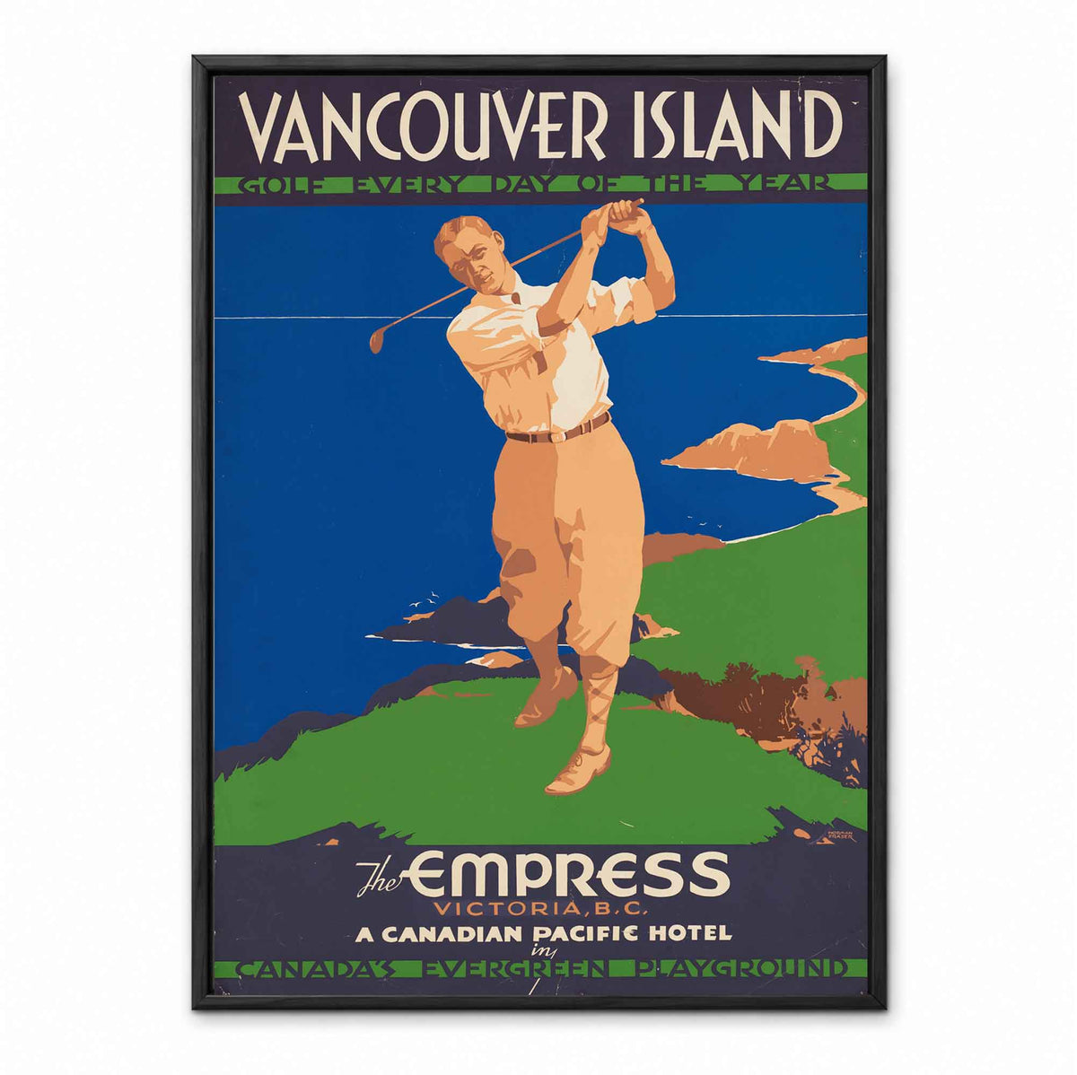 Vintage Vancouver Island Golf Every Day retro golf art print