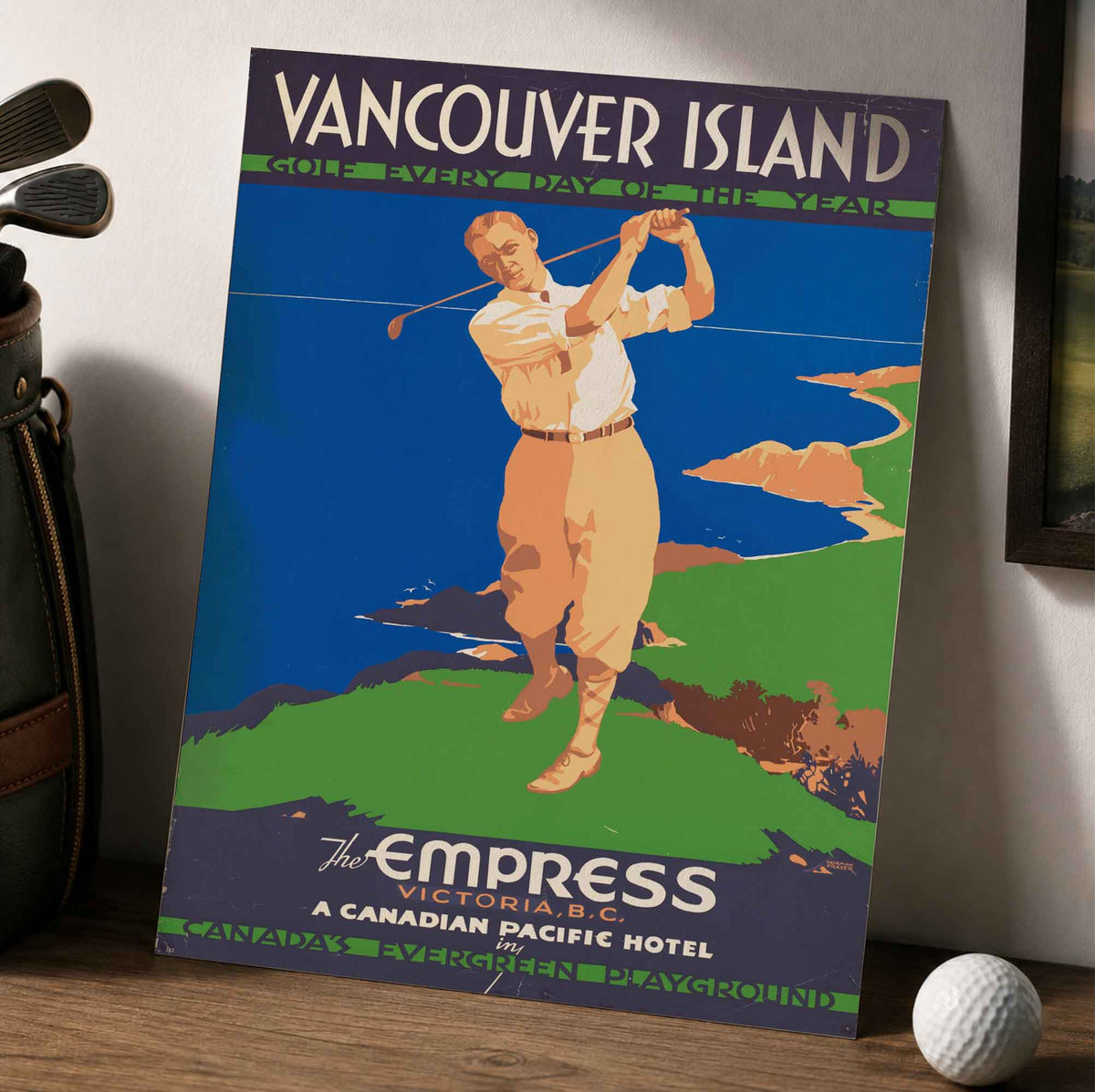 Vintage Vancouver Island Golf Every Day Vintage Golf Poster | Retro Golf Wall Art Decor