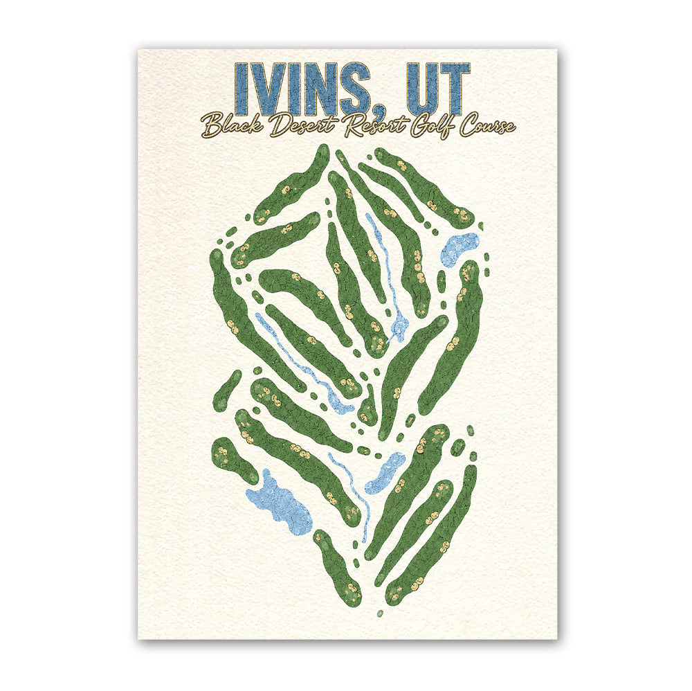 ivins,ut golf course map print poster, Utah USA golf wall art