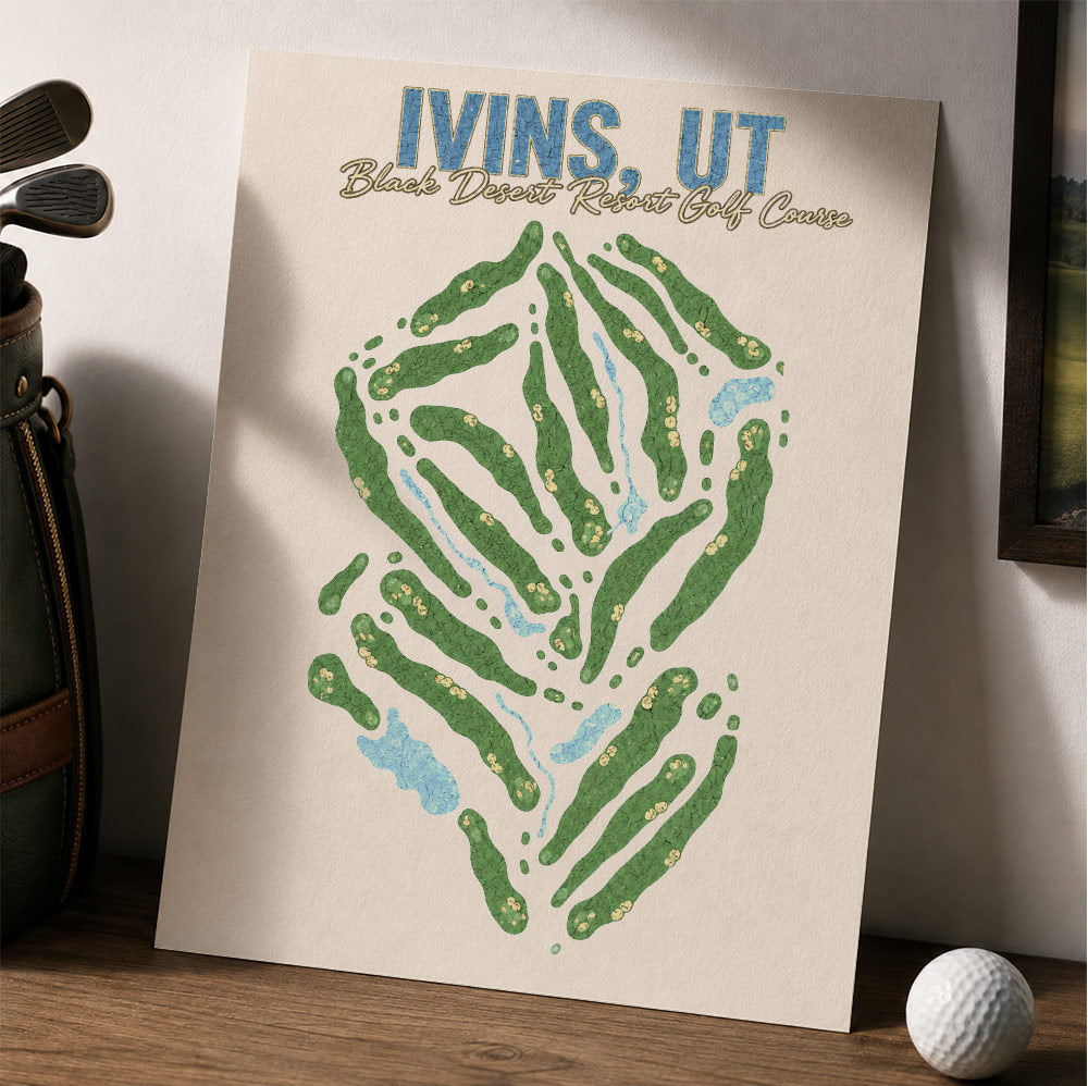 ivins,ut Golf Course Map Print Poster | Utah USA Golf Wall Art