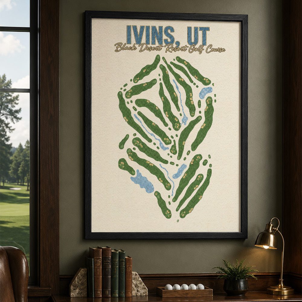 ivins,ut Golf Course Map Print Poster | Utah USA Golf Wall Art
