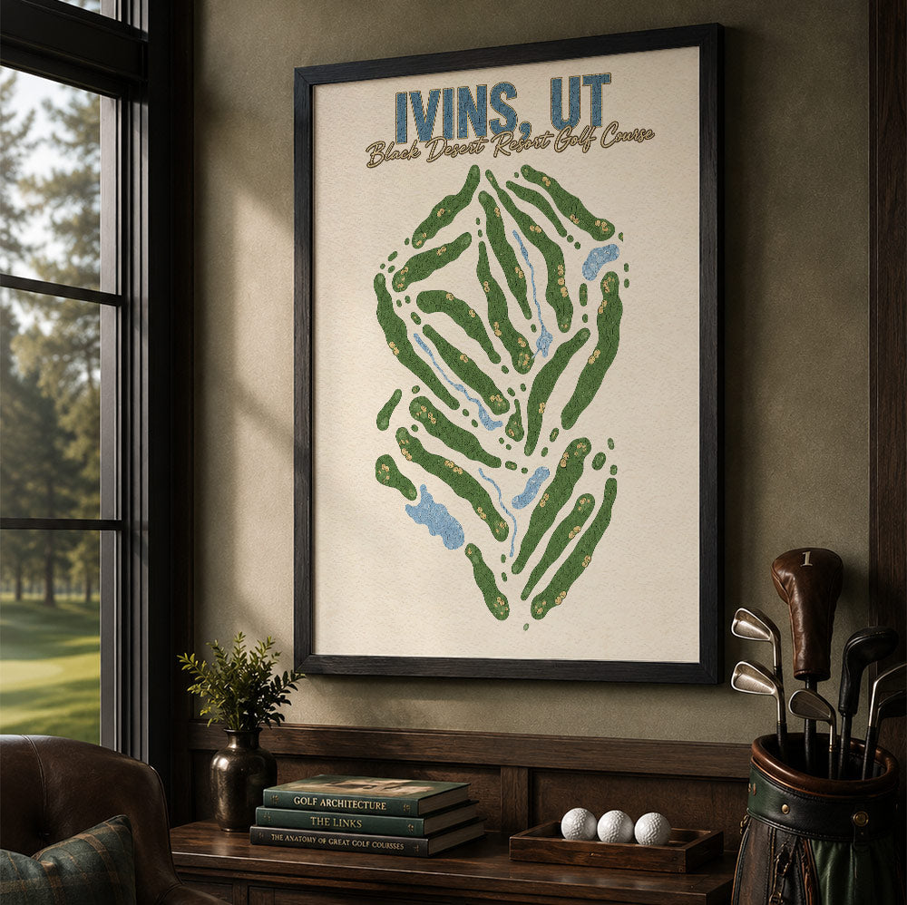 ivins,ut Golf Course Map Print Poster | Utah USA Golf Wall Art