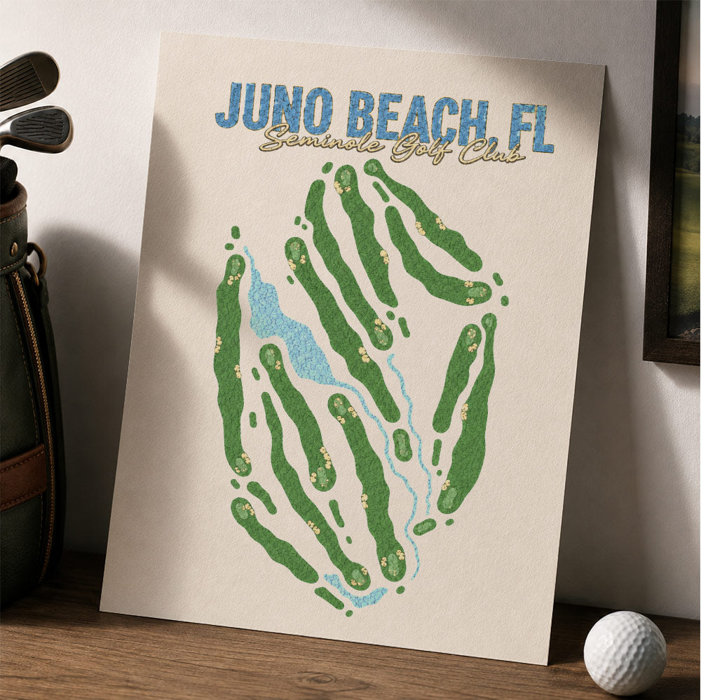 juno beach Golf Course Map Print Poster | Normandie France Golf Wall Art