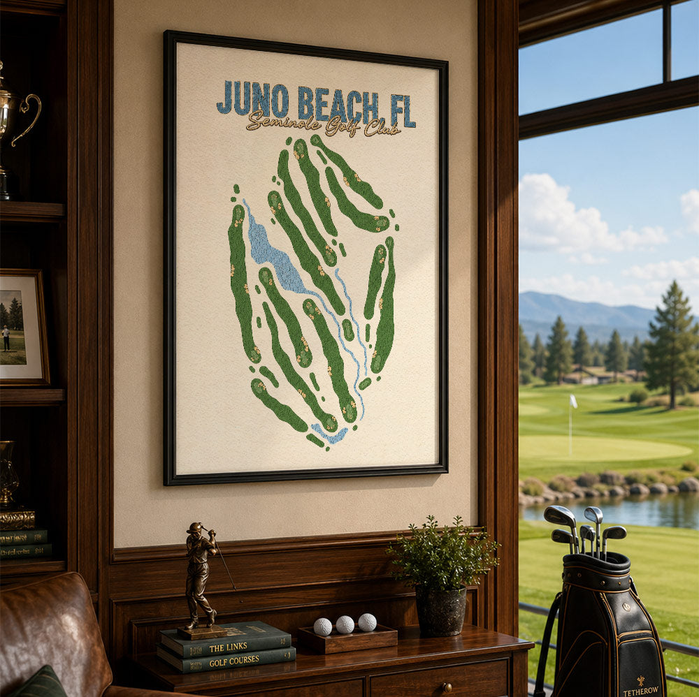 juno beach Golf Course Map Print Poster | Normandie France Golf Wall Art