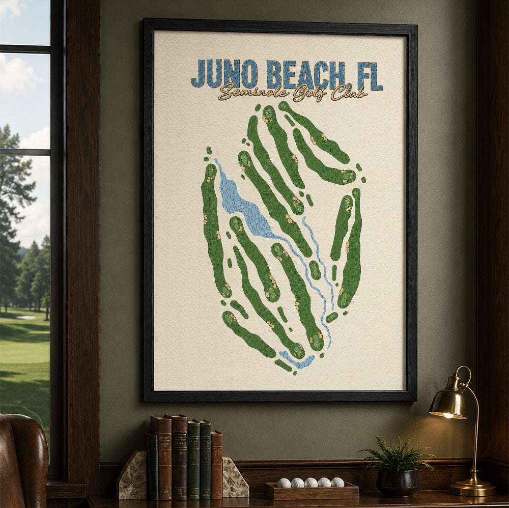 juno beach Golf Course Map Print Poster | Normandie France Golf Wall Art