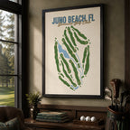 juno beach Golf Course Map Print Poster | Normandie France Golf Wall Art