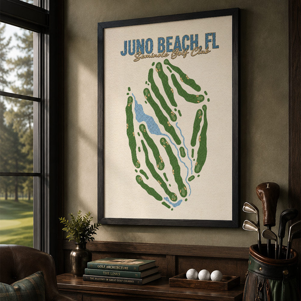 juno beach Golf Course Map Print Poster | Normandie France Golf Wall Art