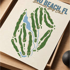 juno beach Golf Course Map Print Poster | Normandie France Golf Wall Art