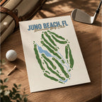 juno beach Golf Course Map Print Poster | Normandie France Golf Wall Art