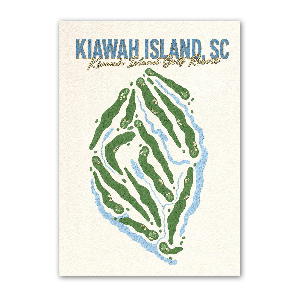 kiawah island golf course map print poster, South Carolina USA golf wall art