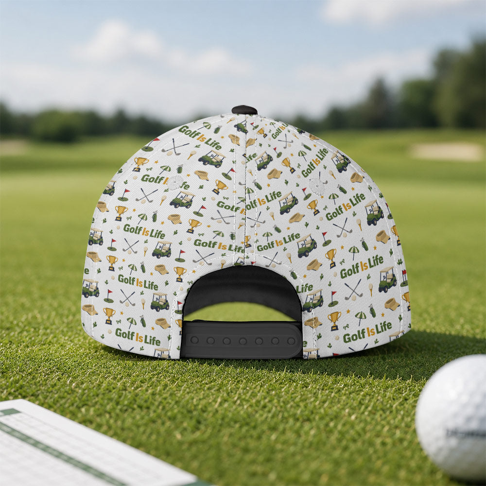 Golf Is Life Vintage Icon Pattern Hat - Funny Golf Gift for Golfers