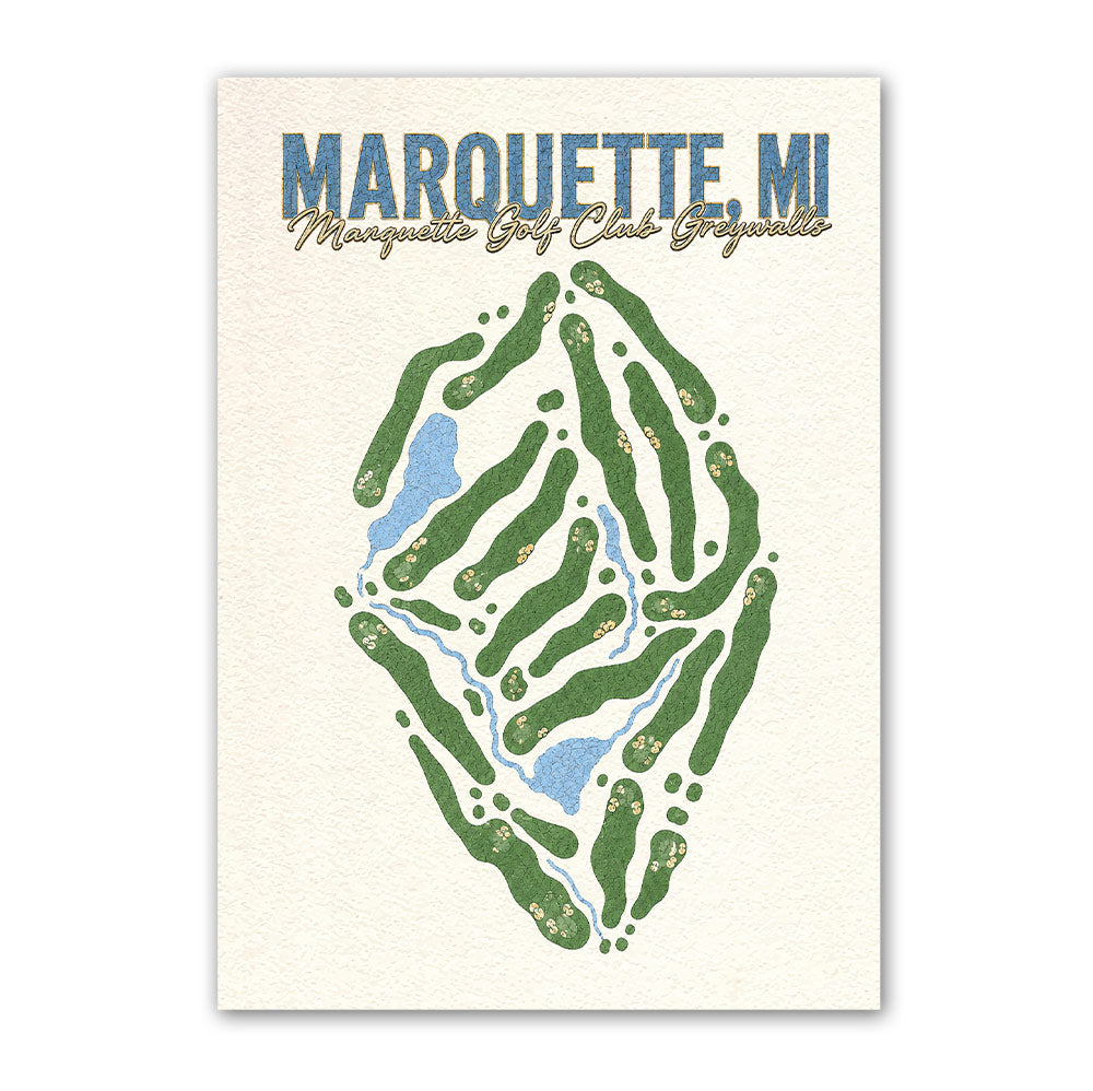 marquette golf course map print poster, Illinois USA golf wall art