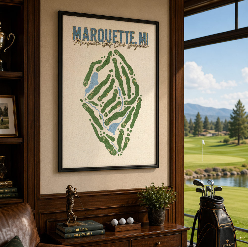 marquette Golf Course Map Print Poster | Illinois USA Golf Wall Art