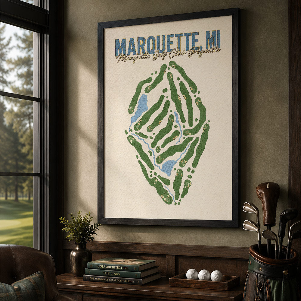 marquette Golf Course Map Print Poster | Illinois USA Golf Wall Art