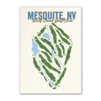 mesquite golf course map print poster, Texas USA golf wall art